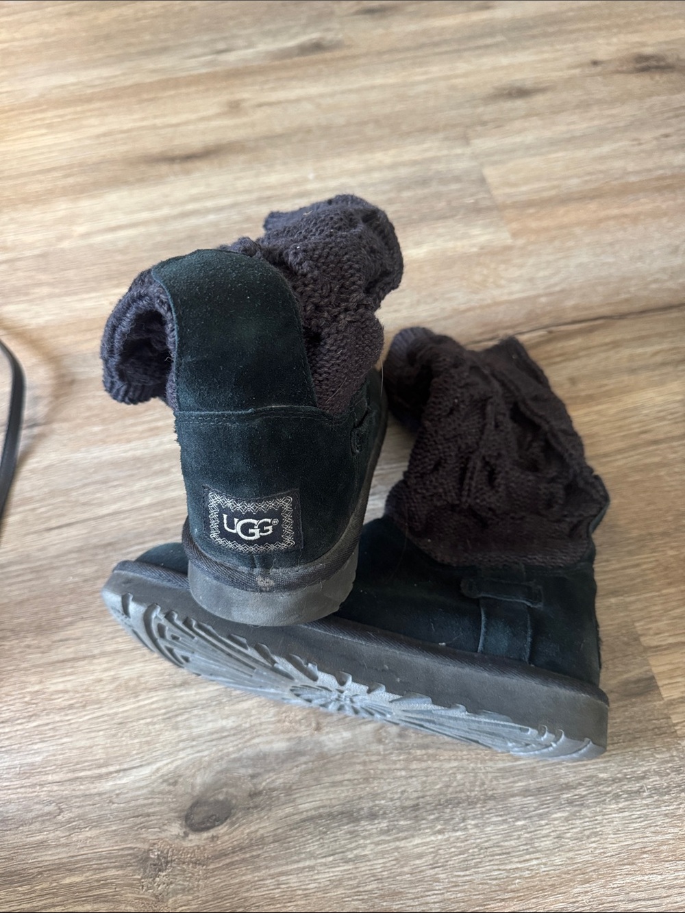 UGG Men's Black Suede Knit Cuff Boots